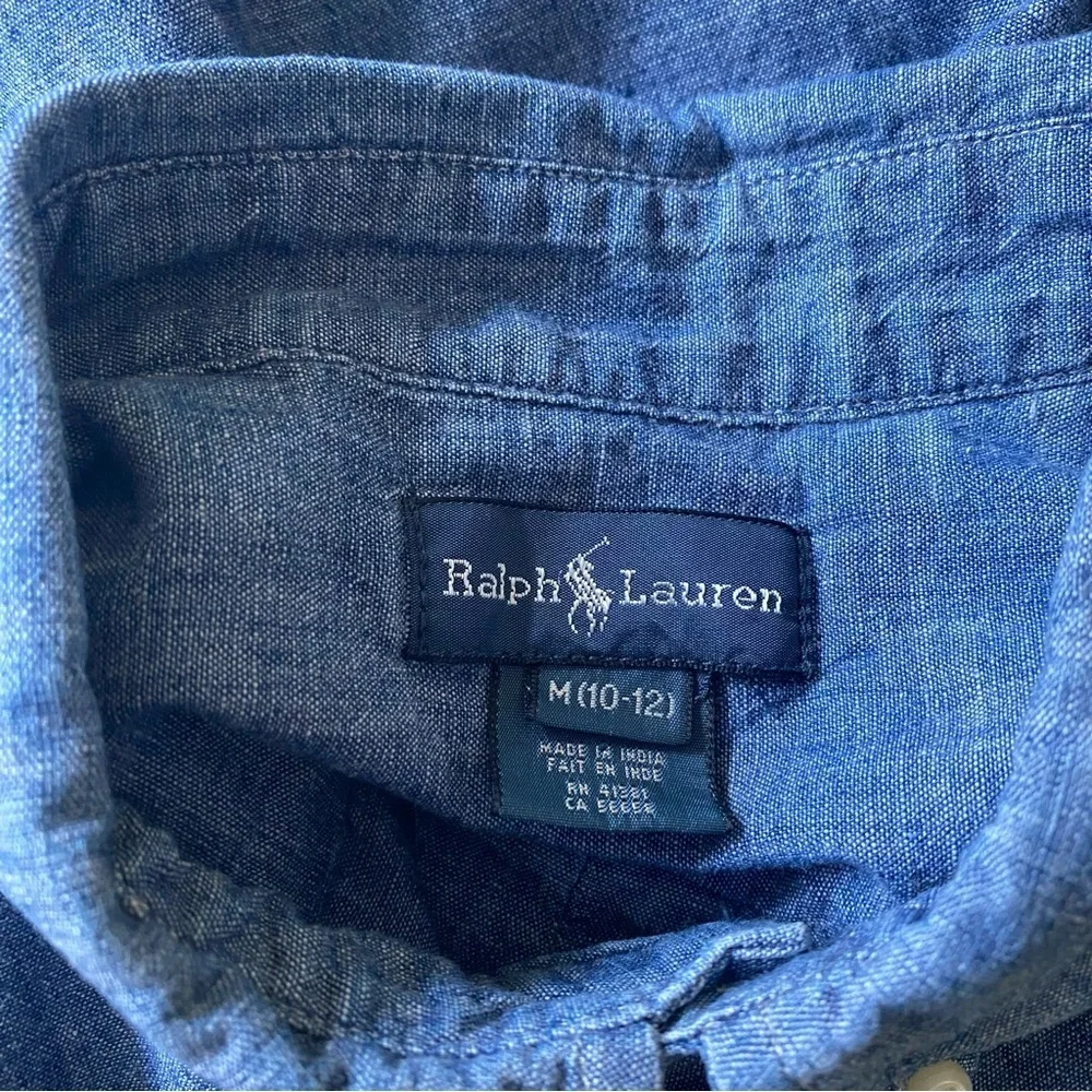 Ralph Lauren Blue Chambray Button Down Shirt 10